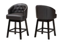Olson Dark Brown Faux Leather Espresso Brown 2Pc Swivel Counter Stool Set Baxton