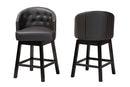 Olson Dark Brown Faux Leather Espresso Brown 2Pc Swivel Counter Stool Set Baxton