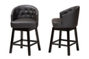 Olson Dark Brown Faux Leather Espresso Brown 2Pc Swivel Counter Stool Set Baxton