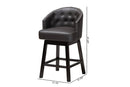 Olson Dark Brown Faux Leather Espresso Brown 2Pc Swivel Counter Stool Set Baxton