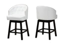 Olson White Faux Leather and Espresso Brown 2Pc Swivel Counter Stool Set Baxton