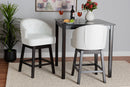 Olson White Faux Leather and Espresso Brown 2Pc Swivel Counter Stool Set Baxton