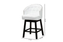 Olson White Faux Leather and Espresso Brown 2Pc Swivel Counter Stool Set Baxton