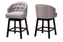 Olson Gray Fabric and Espresso Brown 2Pc Swivel Counter Stool Set Baxton