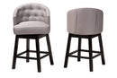 Olson Gray Fabric and Espresso Brown 2Pc Swivel Counter Stool Set Baxton