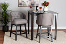 Olson Gray Fabric and Espresso Brown 2Pc Swivel Counter Stool Set Baxton