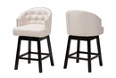 Olson Light Beige Fabric and Espresso Brown 2Pc Swivel Counter Stool Set Baxton