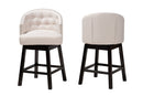 Olson Light Beige Fabric and Espresso Brown 2Pc Swivel Counter Stool Set Baxton