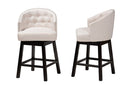 Olson Light Beige Fabric and Espresso Brown 2Pc Swivel Counter Stool Set Baxton