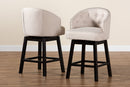 Olson Light Beige Fabric and Espresso Brown 2Pc Swivel Counter Stool Set Baxton
