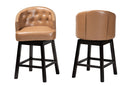 Olson Tan Faux Leather and Espresso Brown 2Pc Swivel Counter Stool Set Baxton
