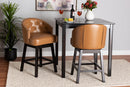 Olson Tan Faux Leather and Espresso Brown 2Pc Swivel Counter Stool Set Baxton
