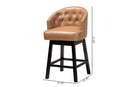 Olson Tan Faux Leather and Espresso Brown 2Pc Swivel Counter Stool Set Baxton