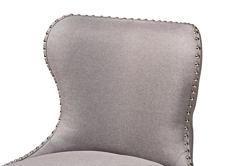 Putri Modern Gray Fabric and Walnut Brown 2Pc Swivel Counter Stool Set Baxton