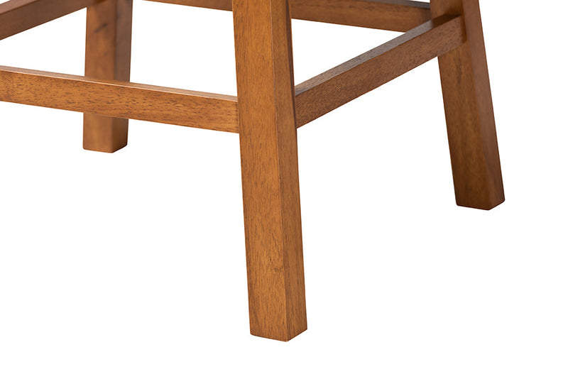 Putri Modern Gray Fabric and Walnut Brown 2Pc Swivel Counter Stool Set Baxton