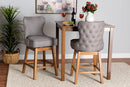 Putri Modern Gray Fabric and Walnut Brown 2Pc Swivel Counter Stool Set Baxton
