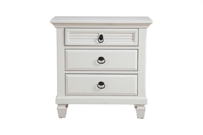 Prairie 3 Drawer Nightstand, White