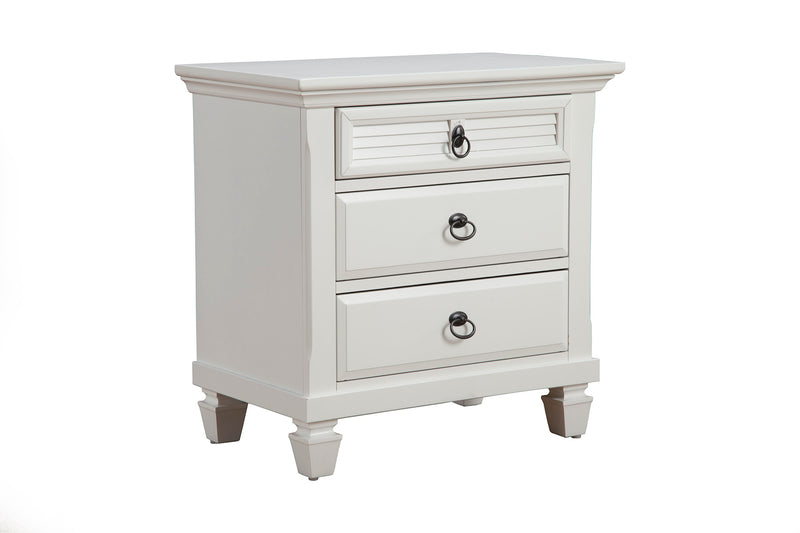 Prairie 3 Drawer Nightstand, White