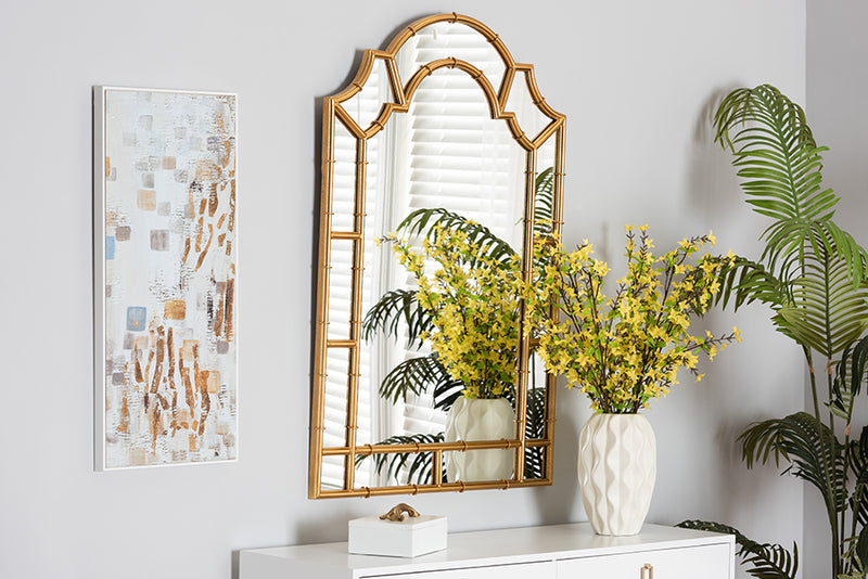 Didrika Modern Glam and Luxe Antique Goldleaf Metal Accent Wall Mirror