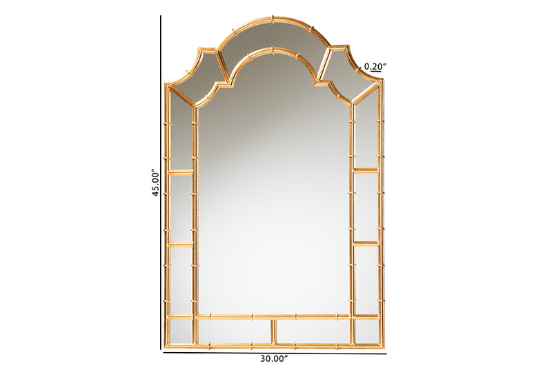 Didrika Modern Glam and Luxe Antique Goldleaf Metal Accent Wall Mirror