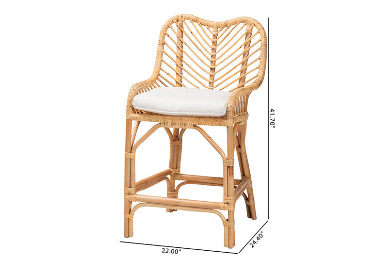 Barbara Natural Brown Rattan Counter Stool Baxton