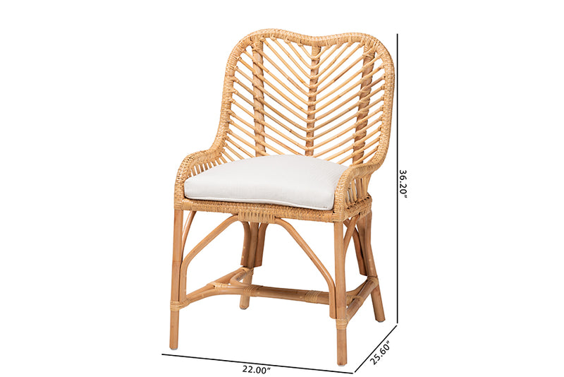 Barbara Modern Bohemian Natural Brown Rattan Dining Chair