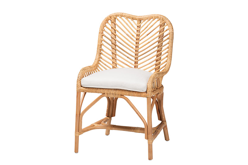 Barbara Modern Bohemian Natural Brown Rattan Dining Chair