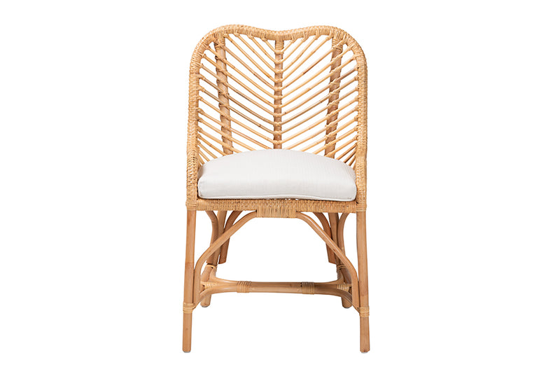 Barbara Modern Bohemian Natural Brown Rattan Dining Chair