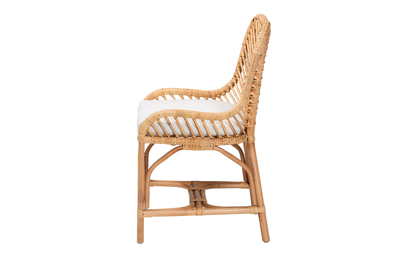 Barbara Modern Bohemian Natural Brown Rattan Dining Chair