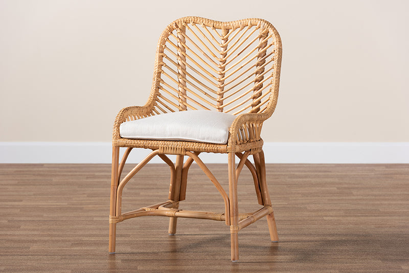 Barbara Modern Bohemian Natural Brown Rattan Dining Chair