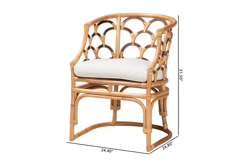 Abriella Modern Bohemian Natural Brown Rattan Armchair