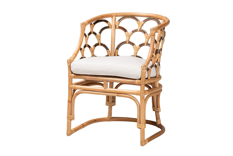 Abriella Modern Bohemian Natural Brown Rattan Armchair