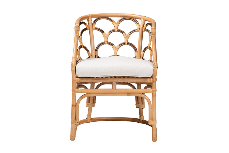 Abriella Modern Bohemian Natural Brown Rattan Armchair