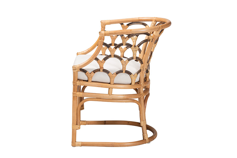 Abriella Modern Bohemian Natural Brown Rattan Armchair