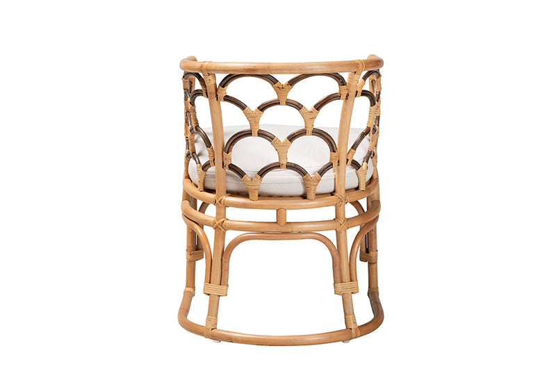 Abriella Modern Bohemian Natural Brown Rattan Armchair