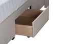 Alba Beige Fabric and Dark Brown Full Size 3-Drawer Storage Platform Bed Baxton
