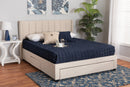 Dennehy Beige Fabric Queen Size 3-Drawer Storage Platform Bed Baxton