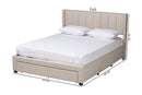 Dennehy Beige Fabric Queen Size 3-Drawer Storage Platform Bed Baxton