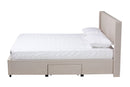 Dennehy Beige Fabric Queen Size 3-Drawer Storage Platform Bed Baxton