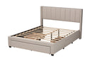 Dennehy Beige Fabric Queen Size 3-Drawer Storage Platform Bed Baxton