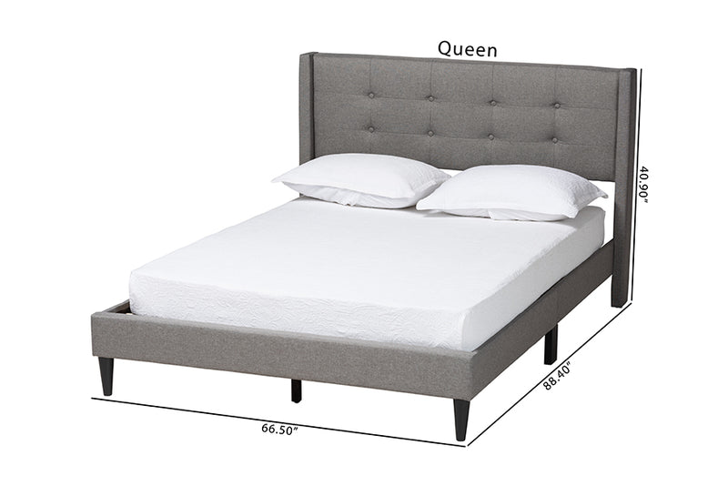 Iris Mid-Century Gray Fabric Upholstered Full Size Platform Bed