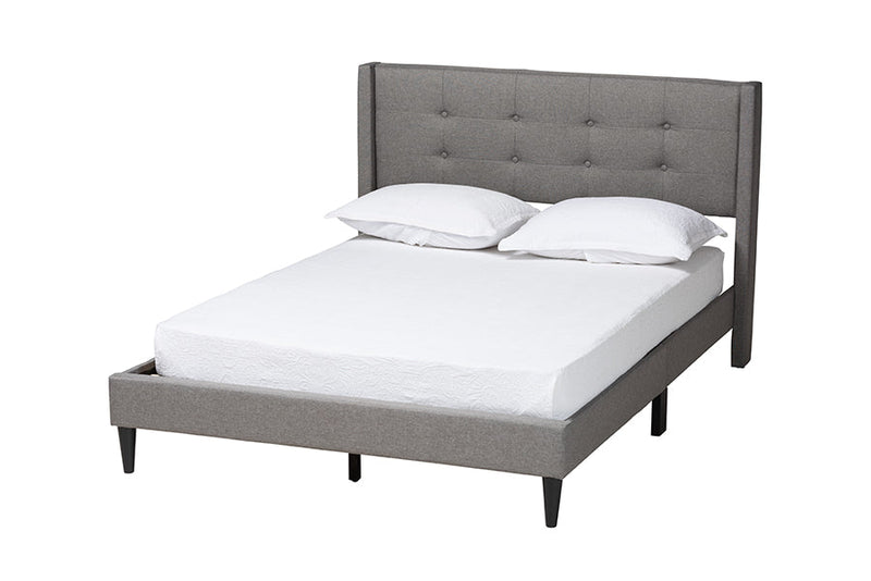 Iris Gray Fabric Upholstered Queen Size Platform Bed Baxton
