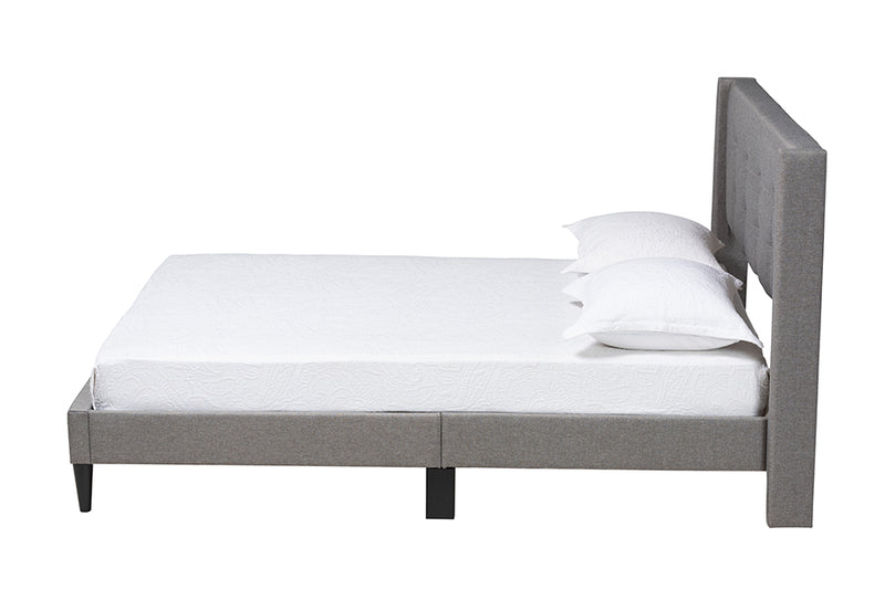 Iris Mid-Century Gray Fabric Upholstered Full Size Platform Bed