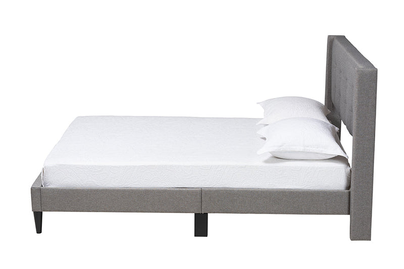 Iris Gray Fabric Upholstered Queen Size Platform Bed Baxton