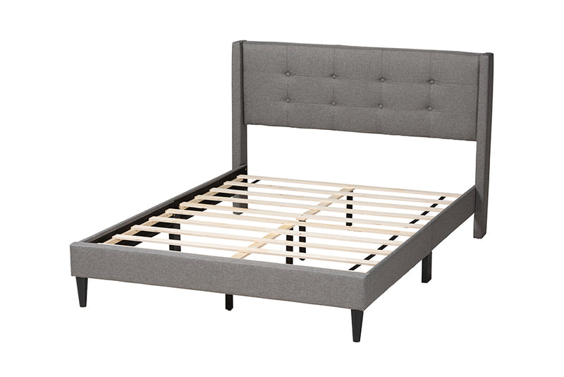 Iris Mid-Century Gray Fabric Upholstered Full Size Platform Bed