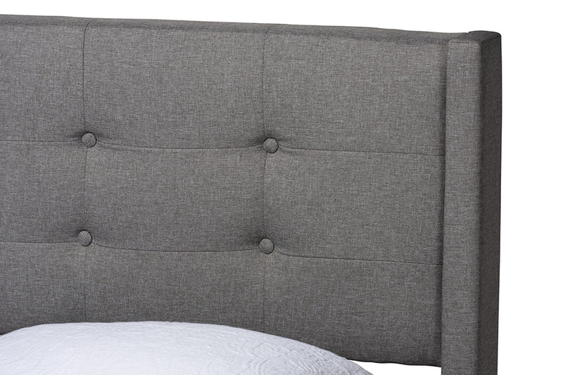 Iris Mid-Century Gray Fabric Upholstered Full Size Platform Bed