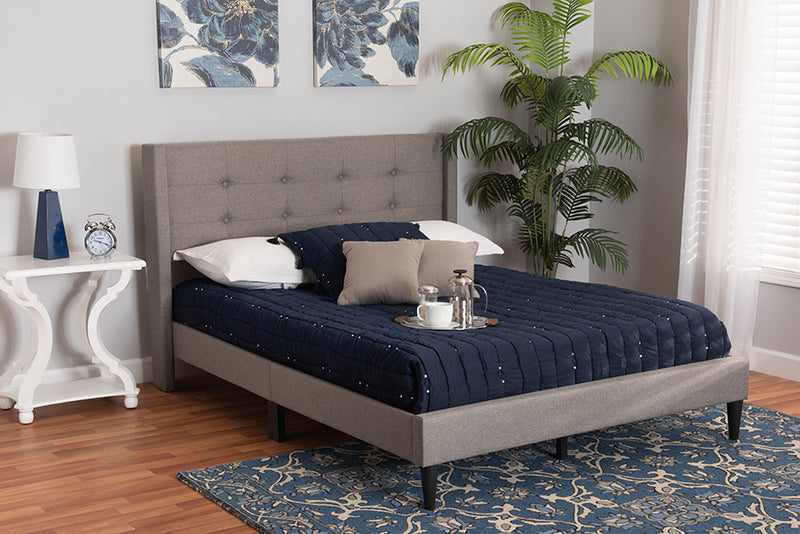 Iris Mid-Century Gray Fabric Upholstered Full Size Platform Bed