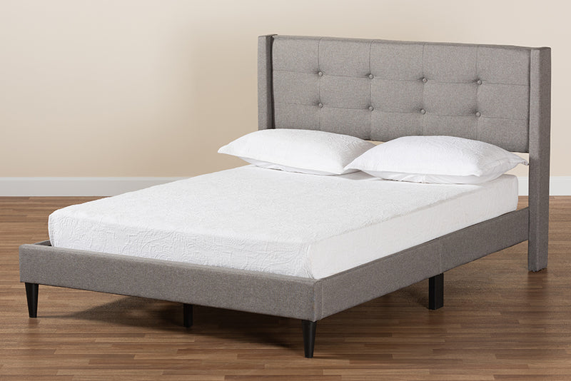 Iris Mid-Century Gray Fabric Upholstered Full Size Platform Bed