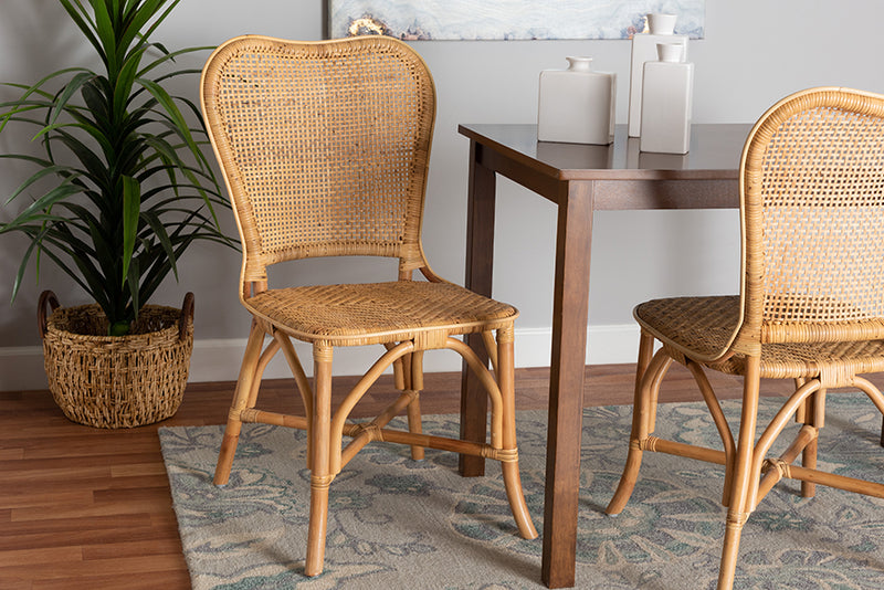 Nefeli Modern Bohemian Natural Rattan Dining Chair