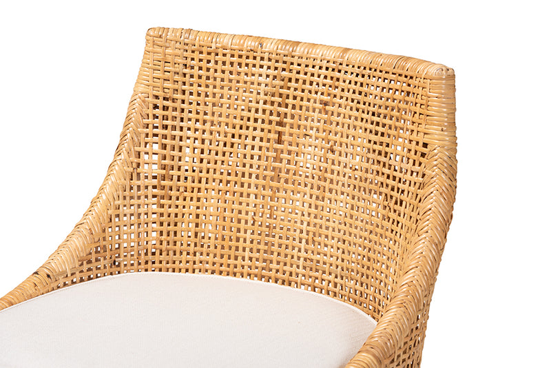 Saverio Modern Bohemian Natural Brown Rattan Counter Stool